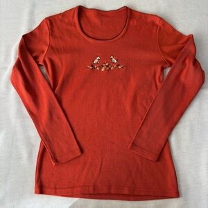 Vintage Modele Depose Floral Embroidered Euro Top Red S | Retro